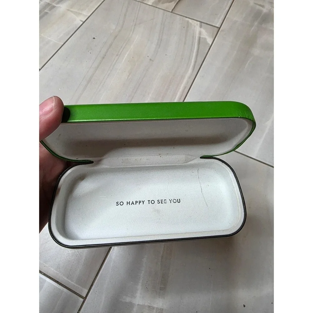 Kate Spade New York Green and Brown‎ Hard Shell Eyeglass Case So Happy To See Z2